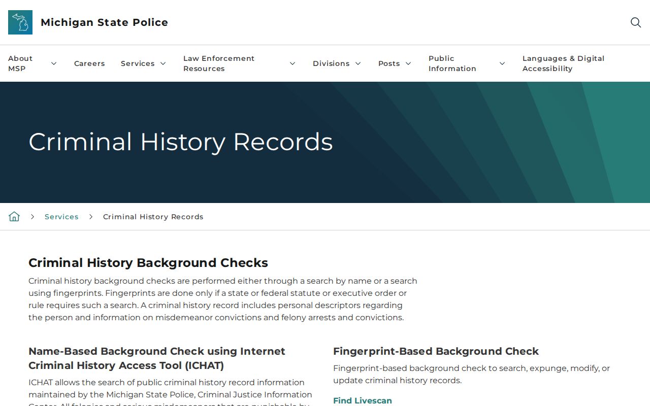 Monroe County criminal history Michigan State Police overview
