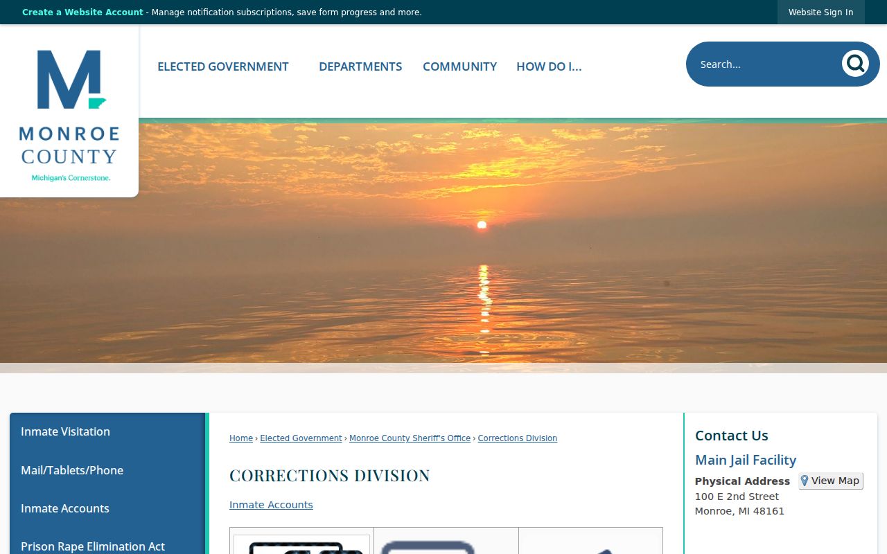Monroe County arrest history corrections facilities page