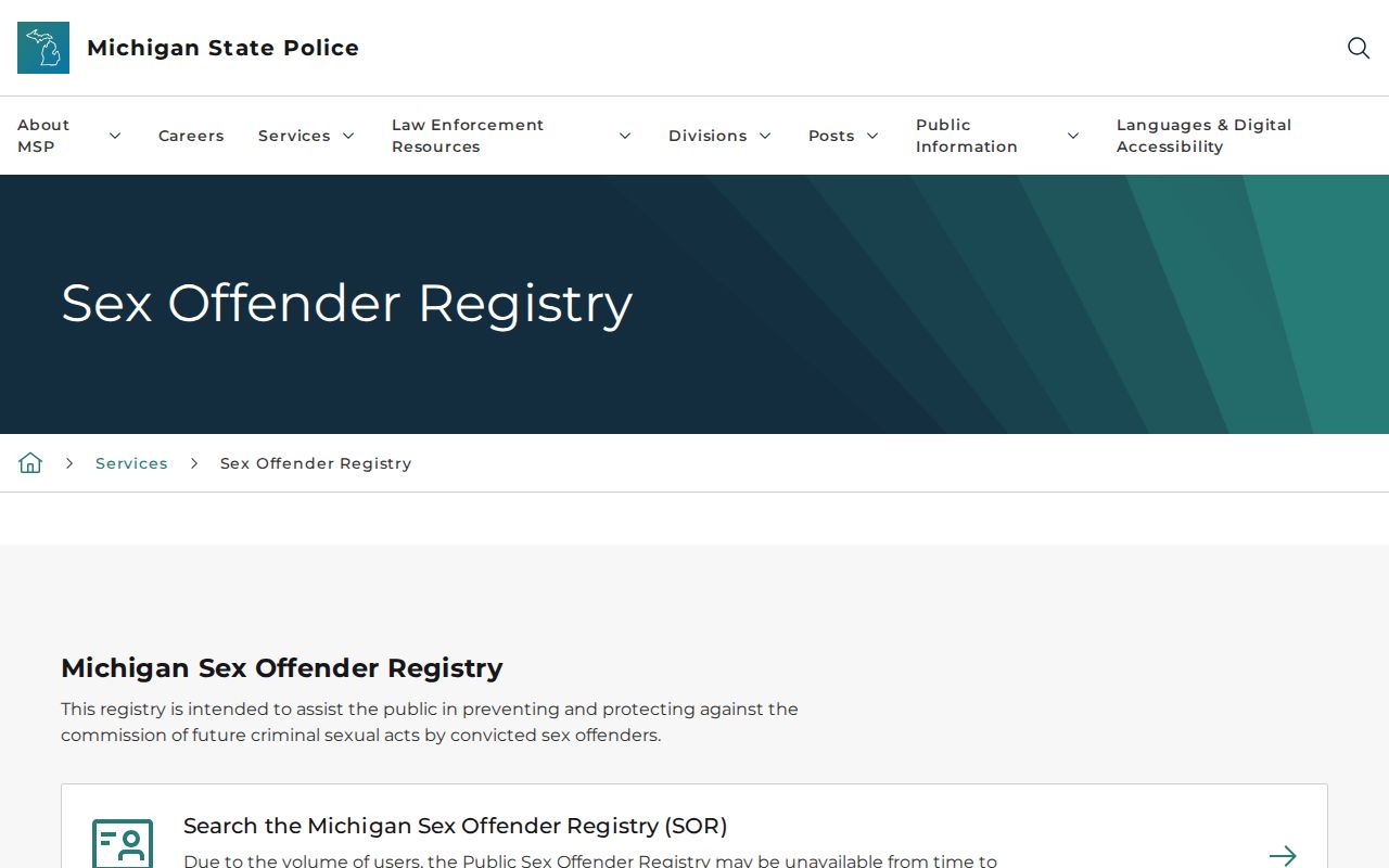 Monroe County sex offender check instructions from Michigan State Police