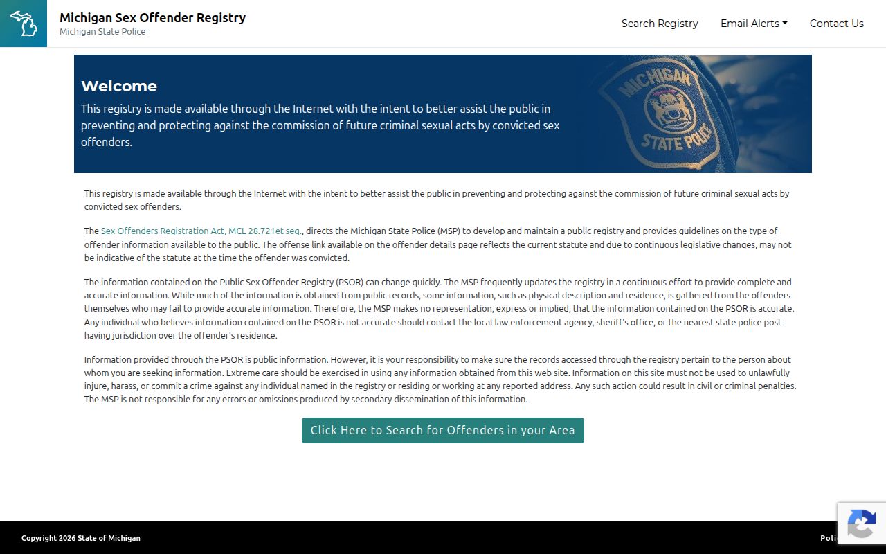 Monroe County sex offender registry search in Michigan PSOR